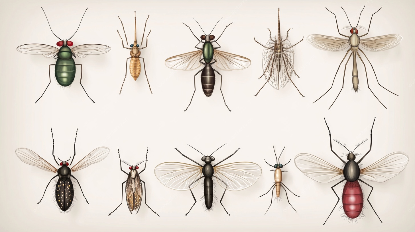 多种蚊虫标本展示图