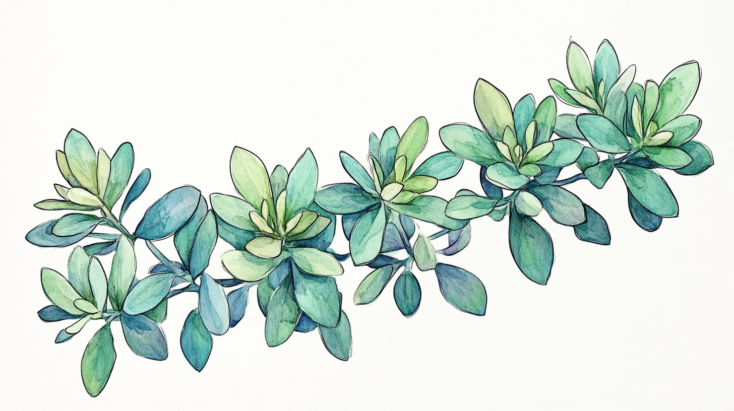 手绘清新绿植枝叶装饰图