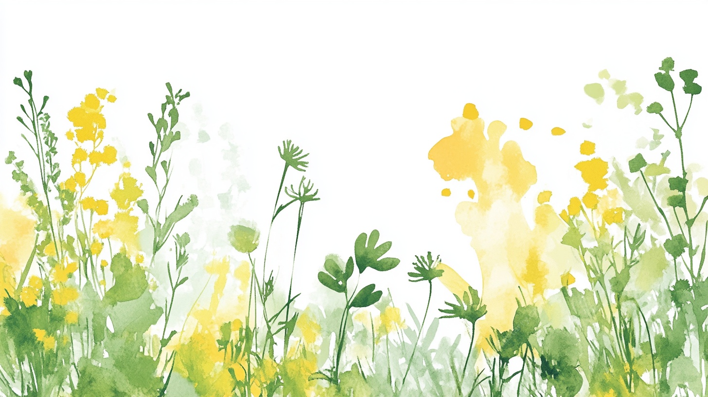 水彩绘就的春日花草风景