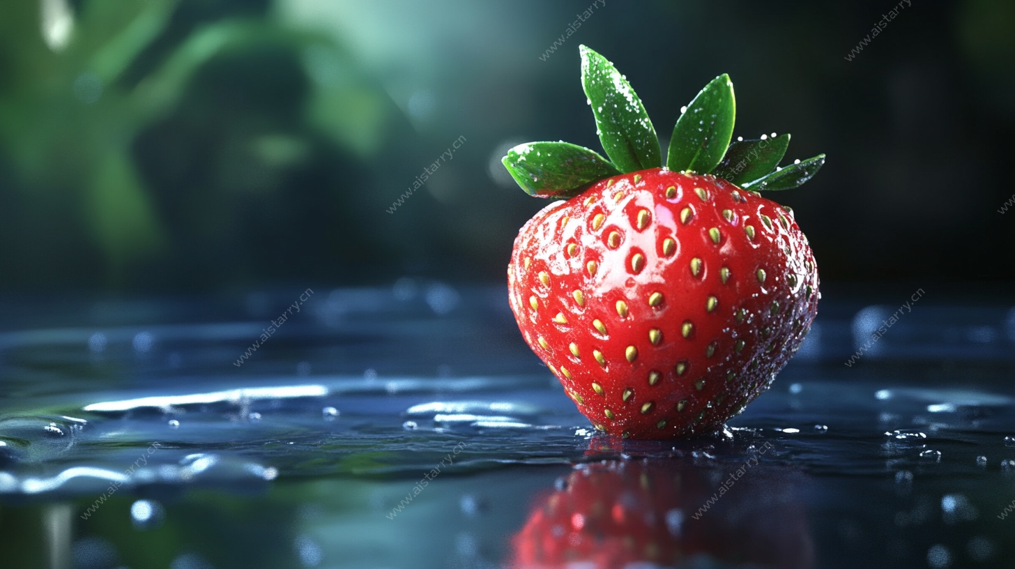 水润新鲜草莓特写