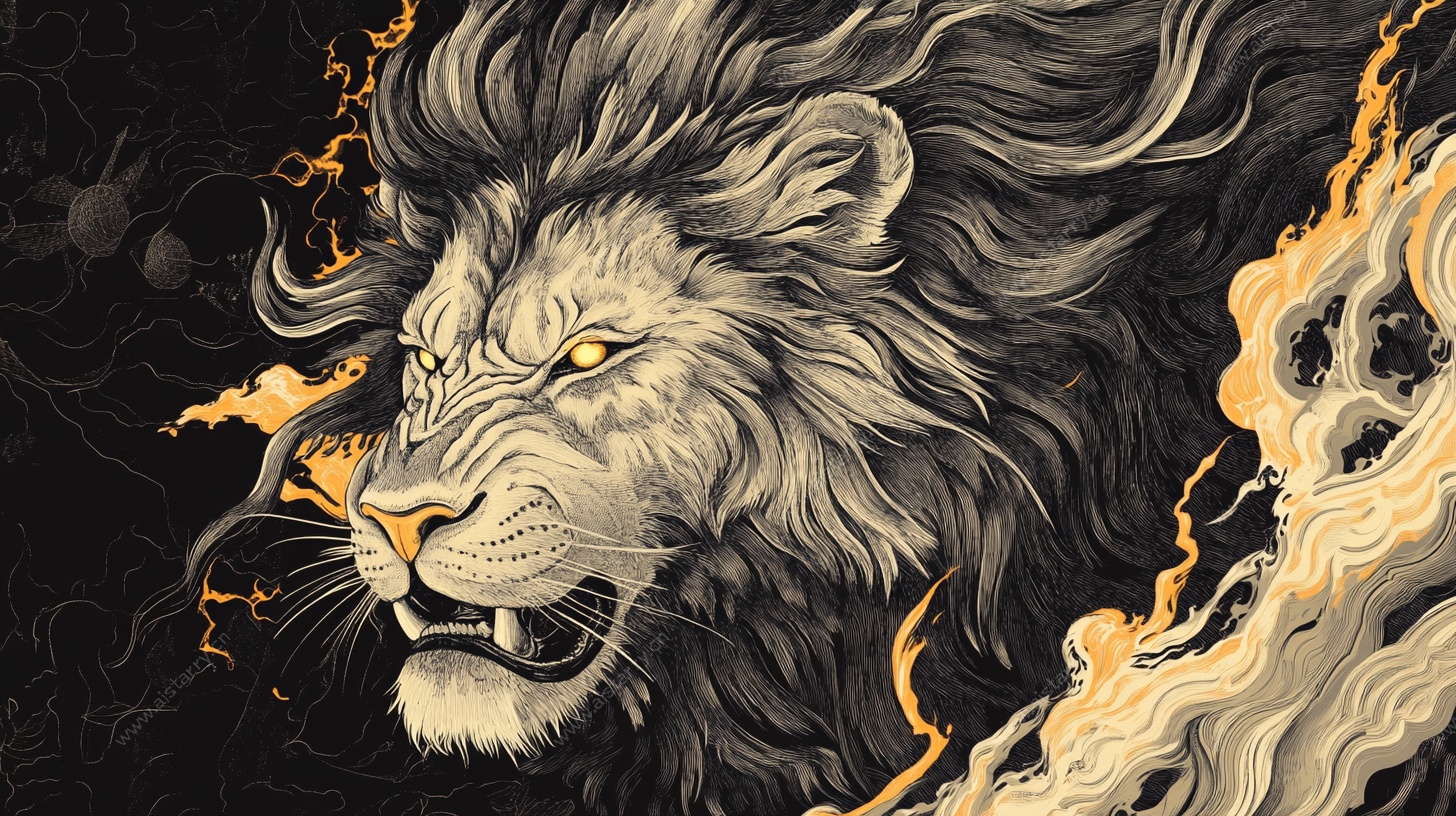 咆哮的火焰雄狮