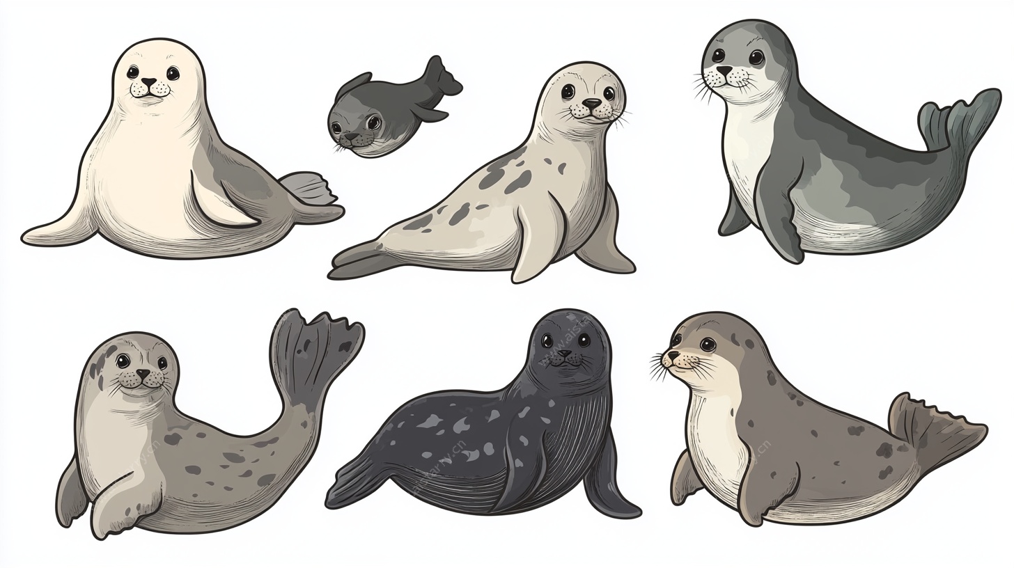 可爱海豹插画集合