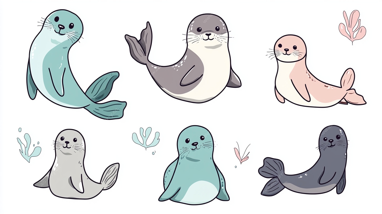 可爱海豹插画集合