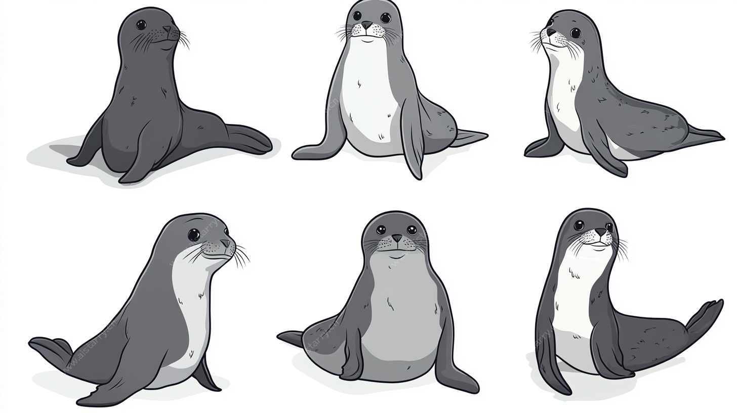 卡通海豹姿势集合