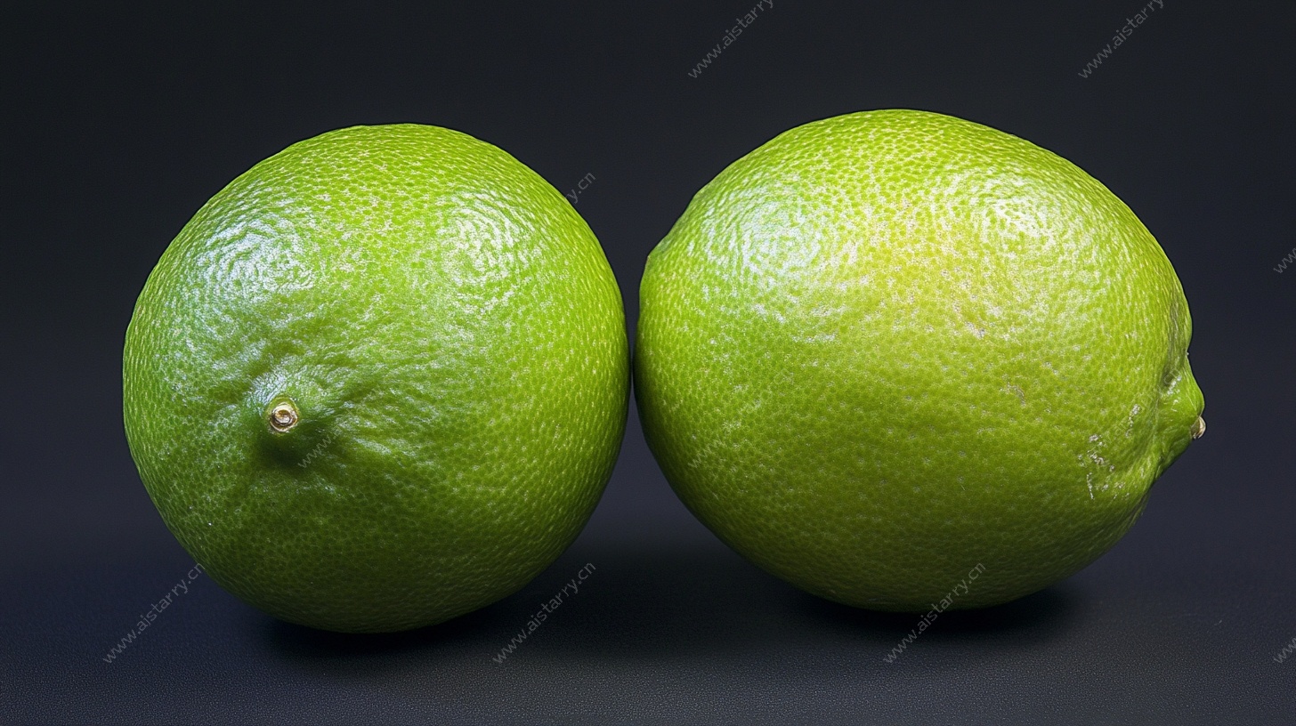 两个新鲜青柠檬特写