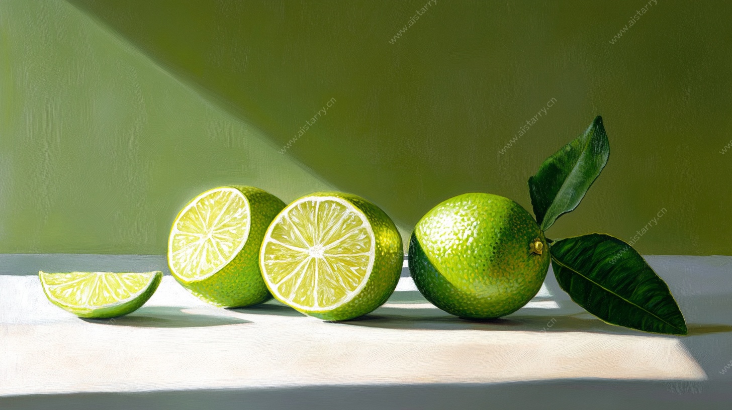 新鲜青柠静物特写