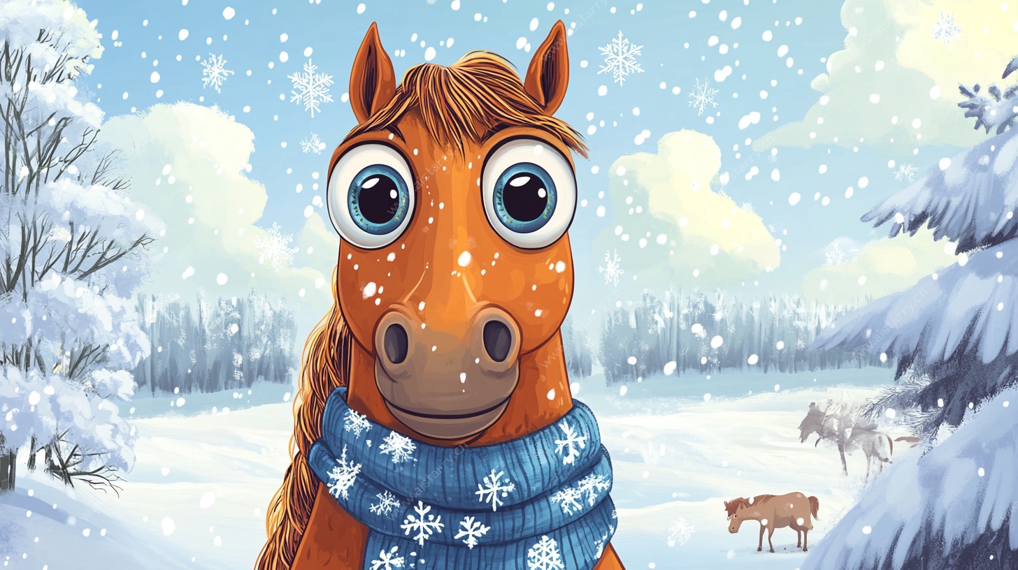 冬日萌马的雪景奇遇