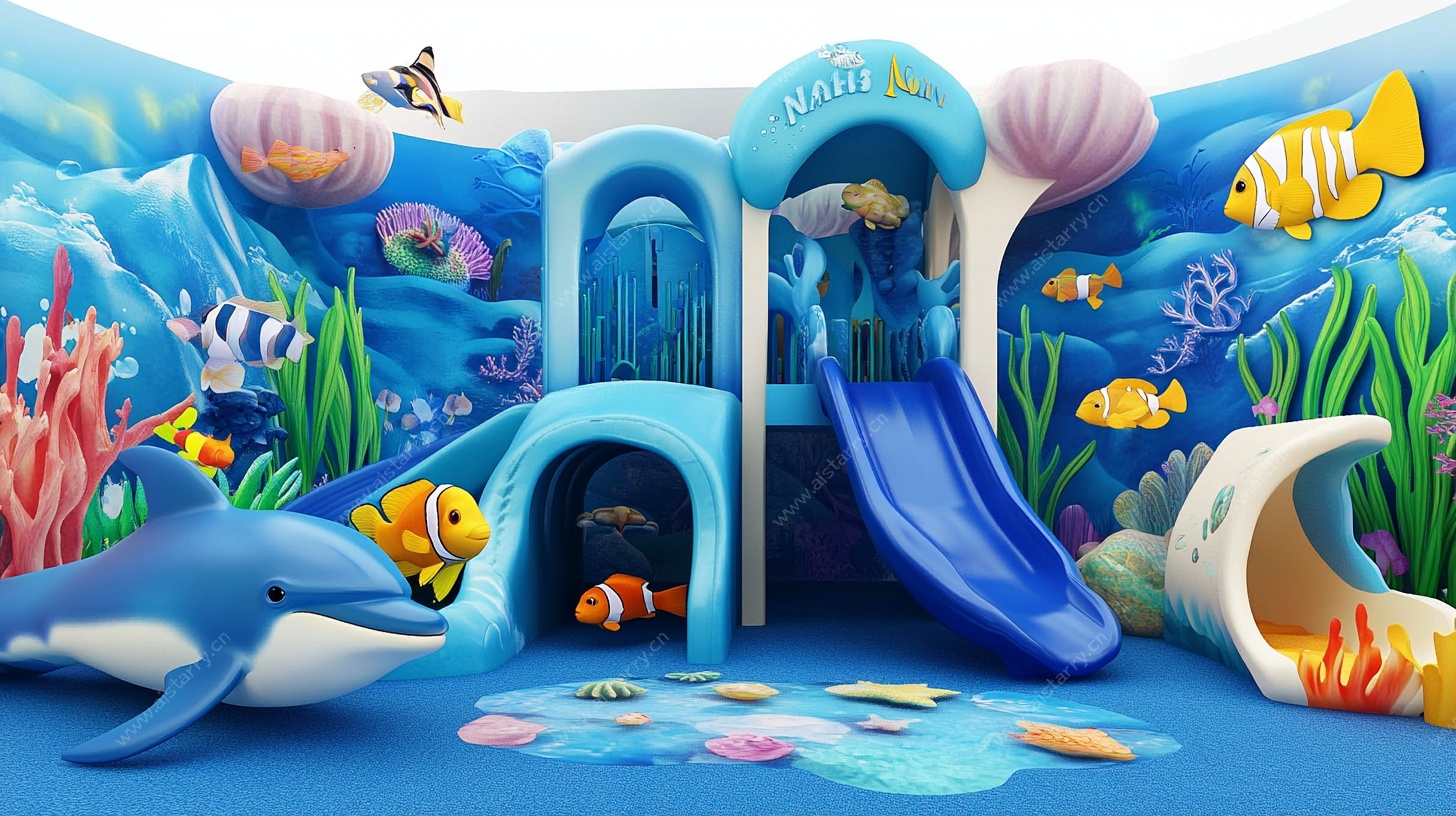 海底主题儿童滑梯游乐区