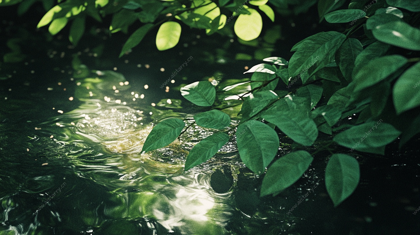 绿叶映水间的光影之美