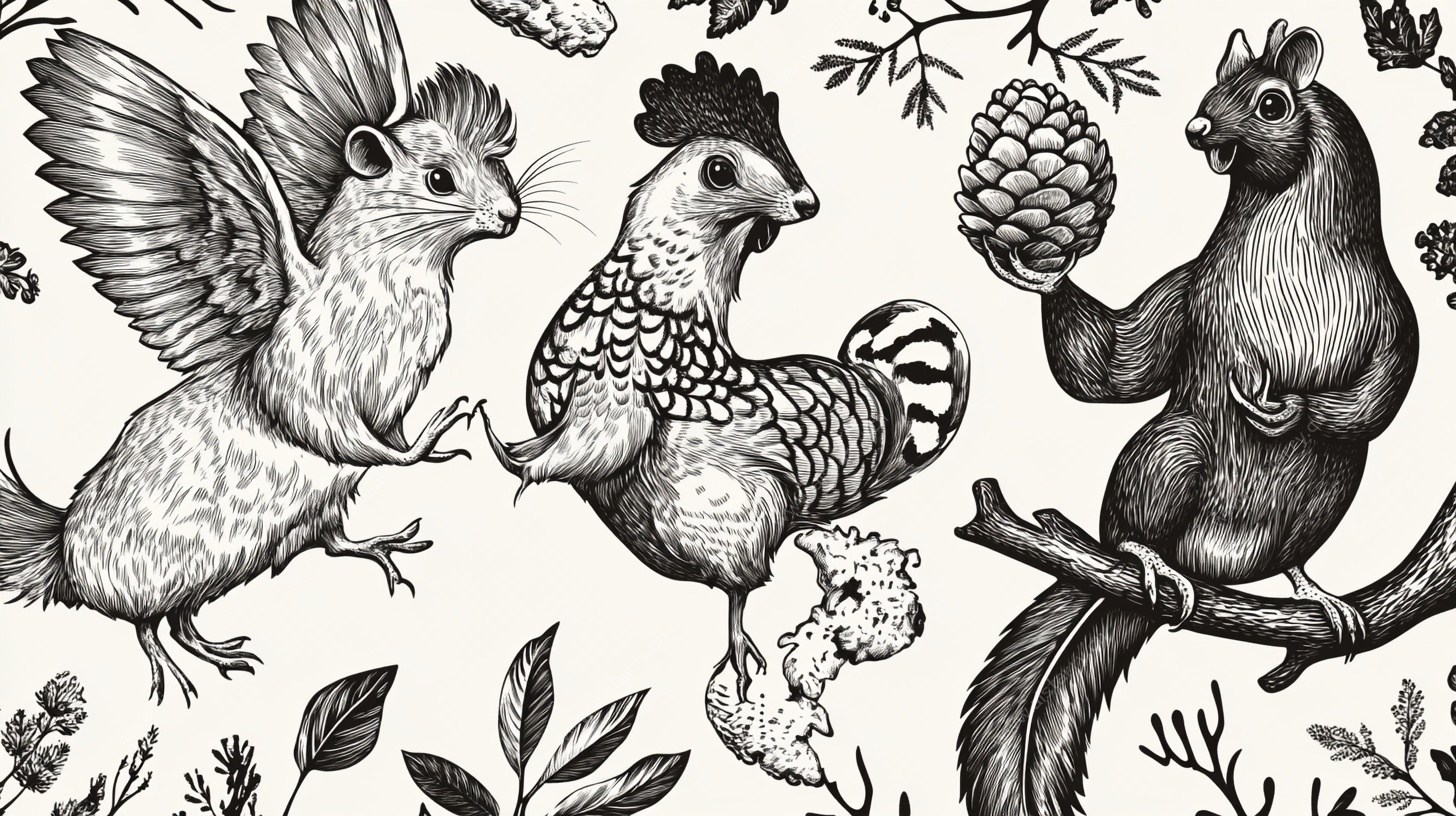 手绘动物插画 自然风图案