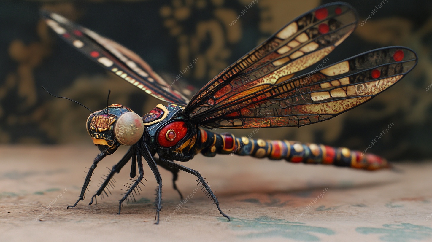 彩色艺术风机械风蜻蜓模型