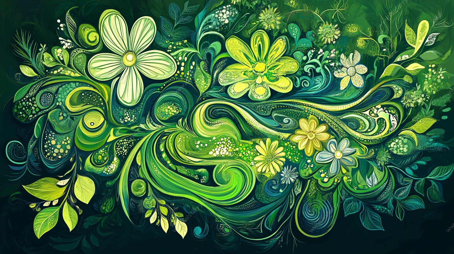 梦幻绿植花卉插画