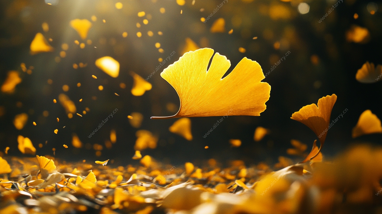 飘落的银杏叶 梦幻秋景