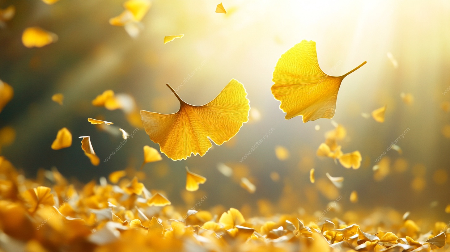 秋日银杏叶纷飞美景