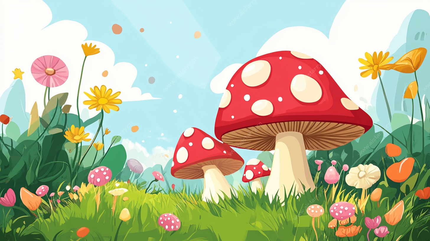 梦幻蘑菇草地插画
