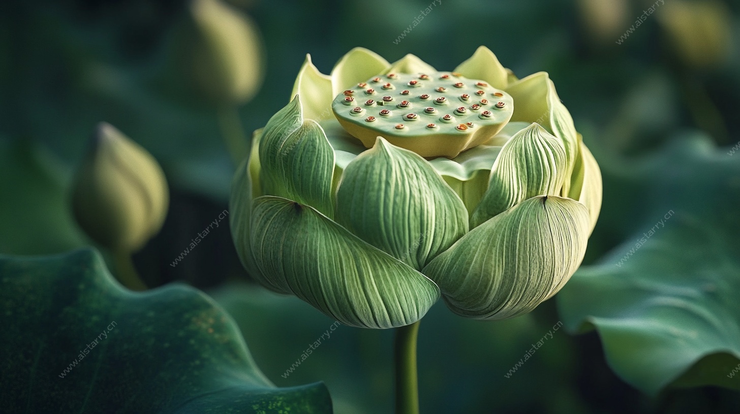 清新绽放的绿荷