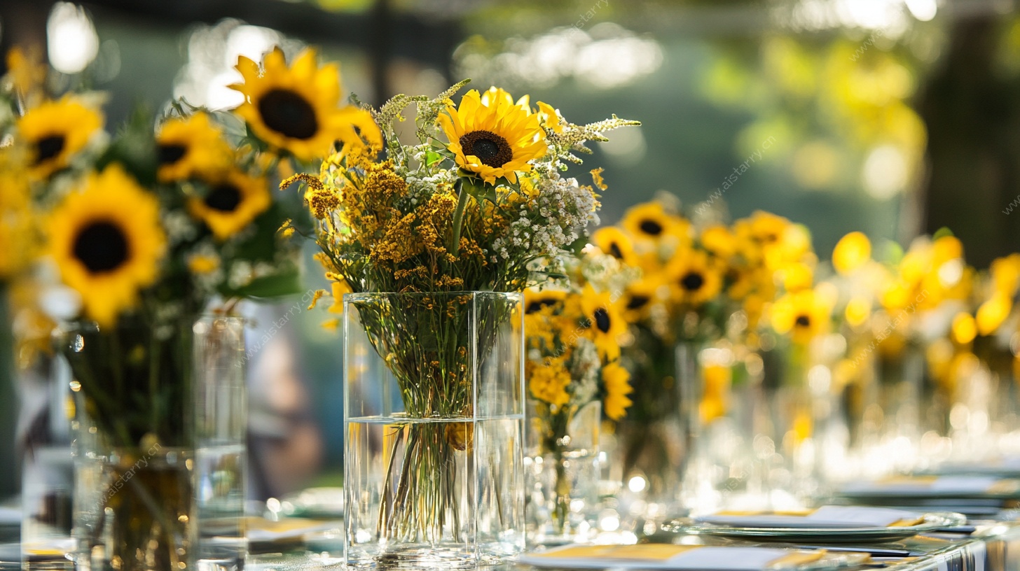 向日葵插花装点宴会桌