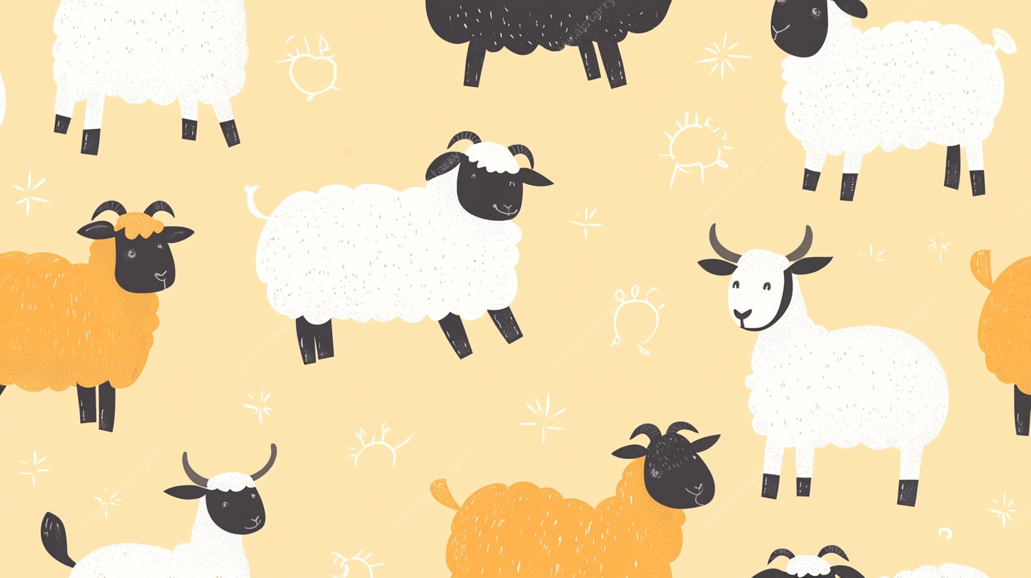 可爱绵羊图案背景图
