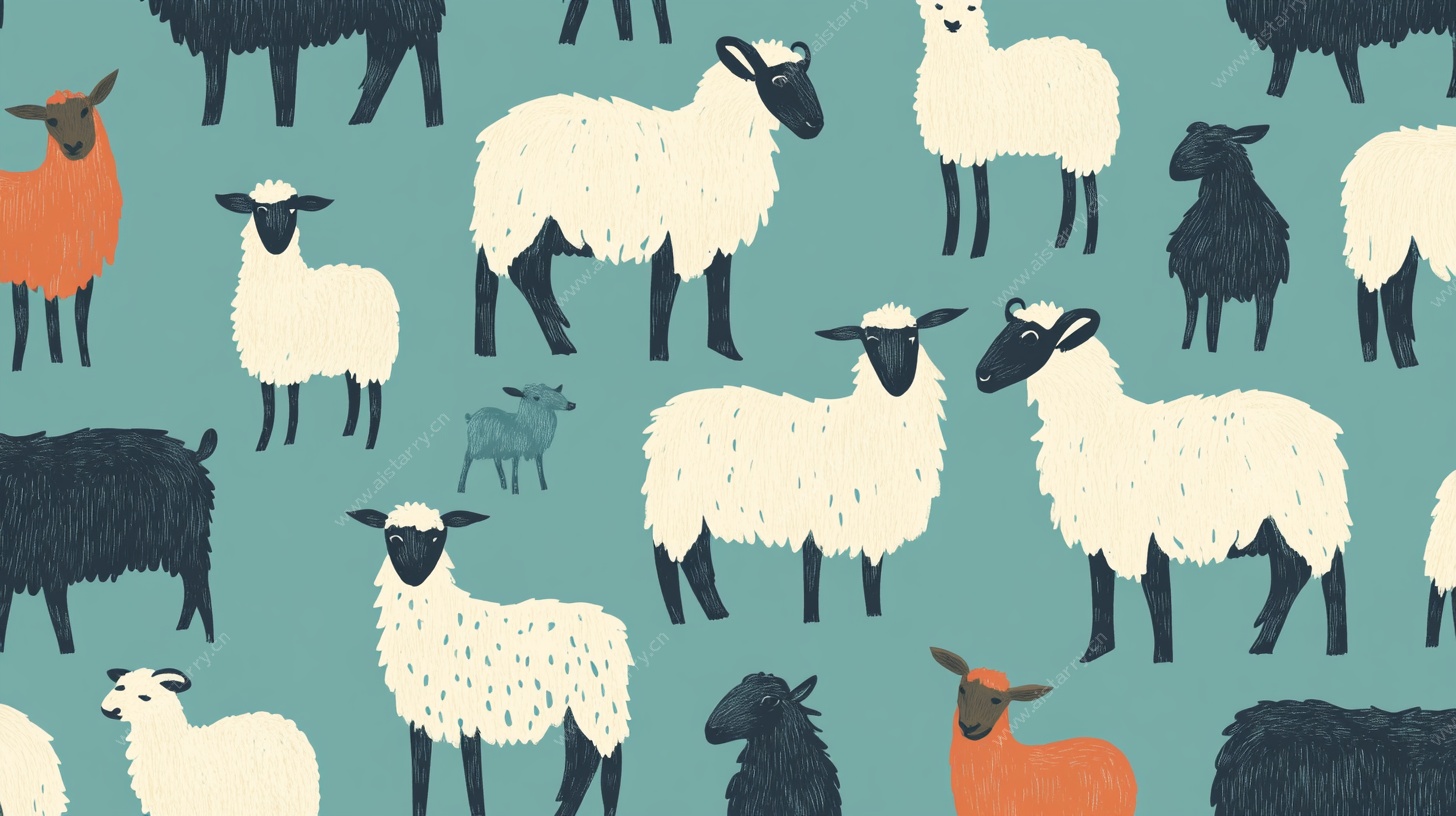 可爱绵羊图案背景