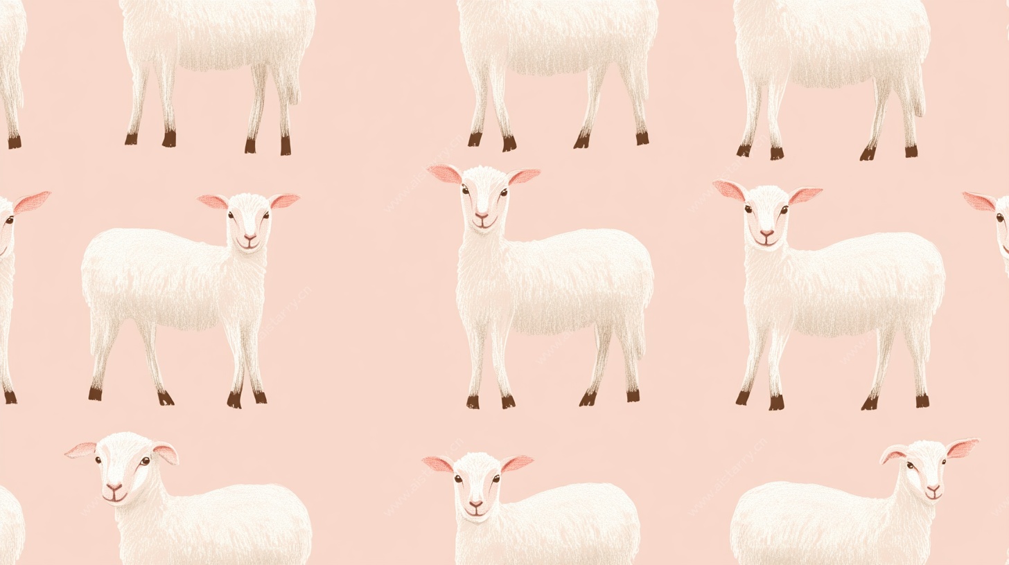 粉色背景可爱绵羊图案