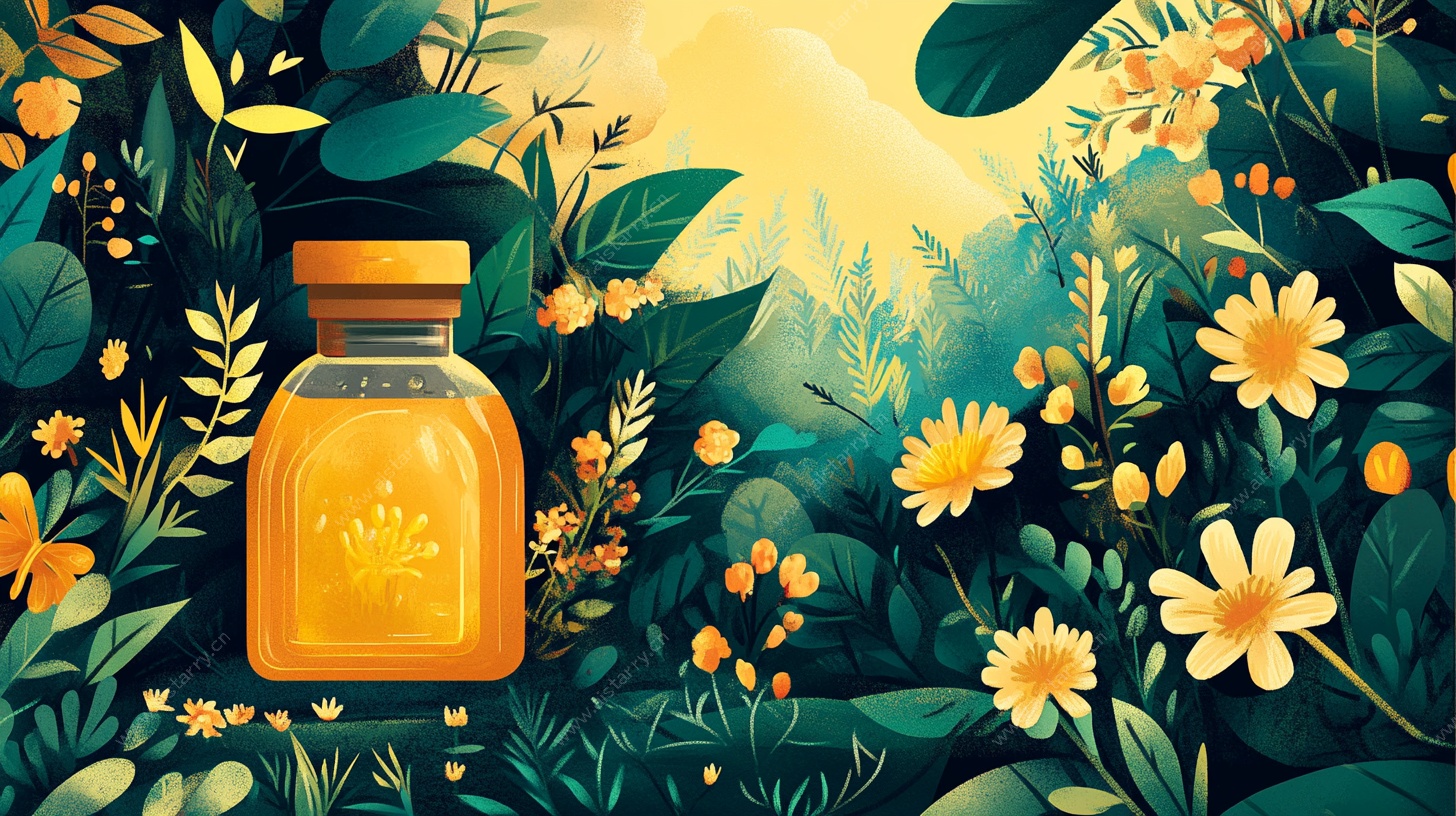 森林中的蜂蜜瓶插画