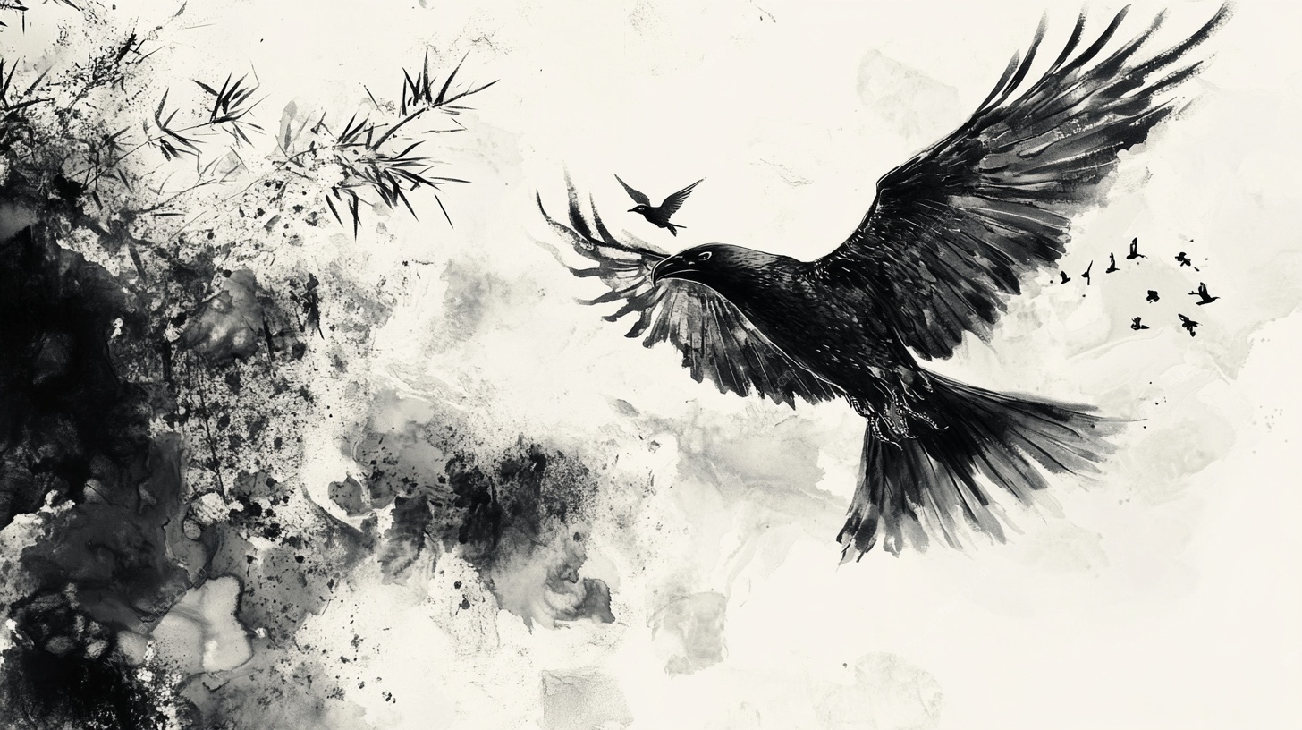 水墨飞鸟图
