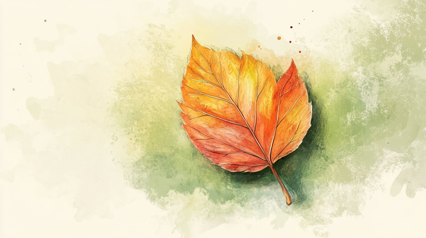 水彩绘秋叶