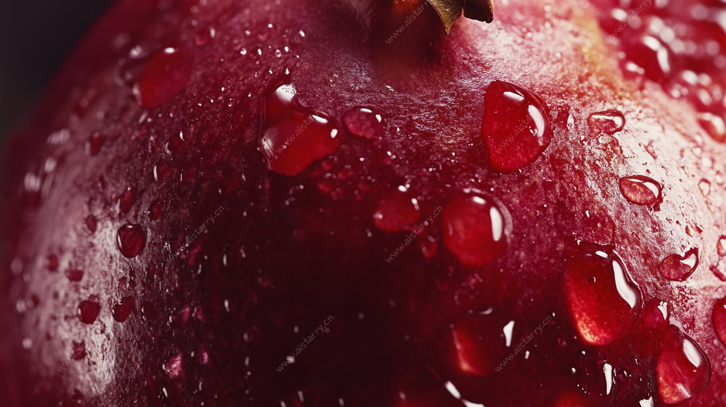带水珠的红石榴特写