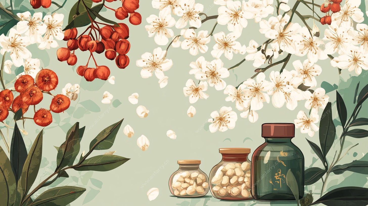 春日药草花卉插画