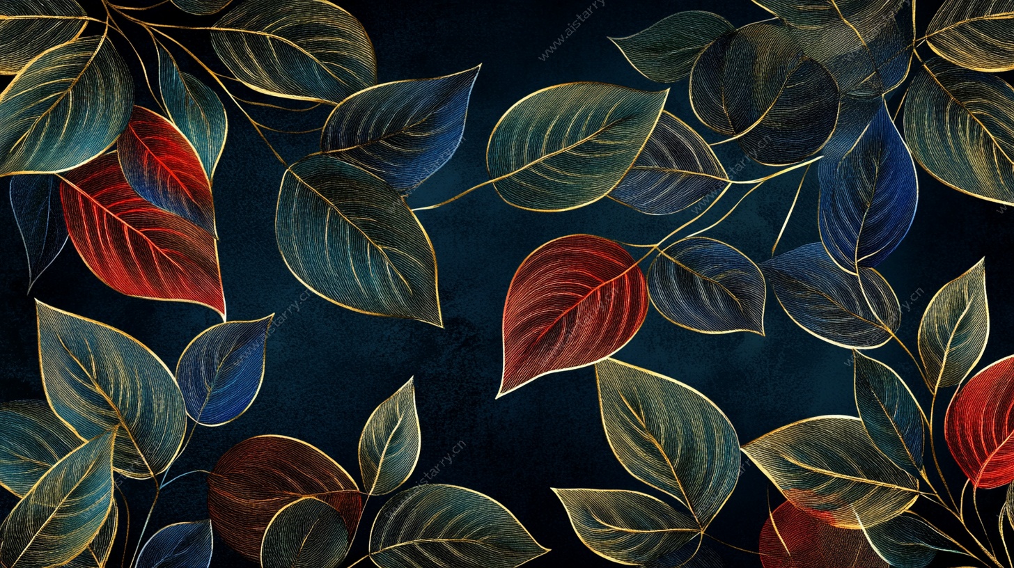 梦幻多彩叶片图案背景