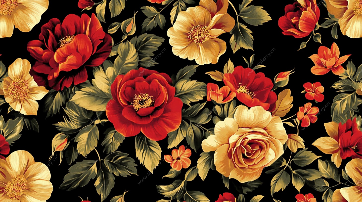 复古花卉图案背景图