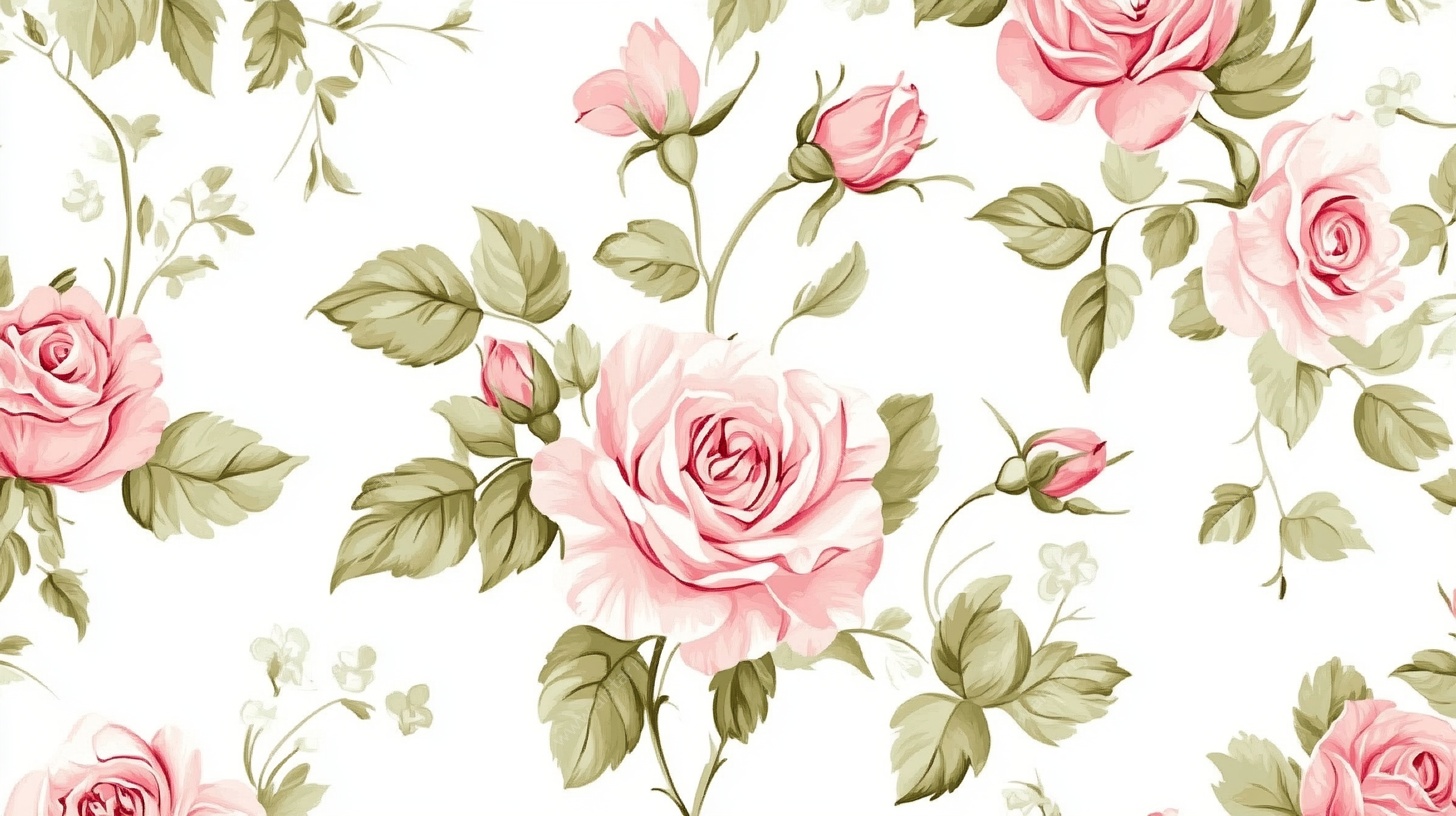 粉色玫瑰花卉无缝图案