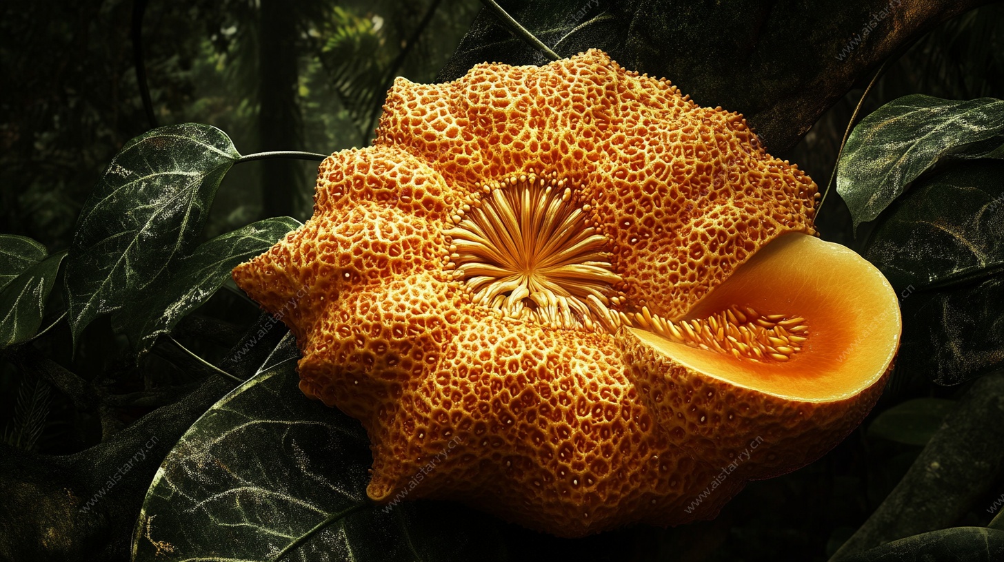 奇异大花朵绽放丛林间