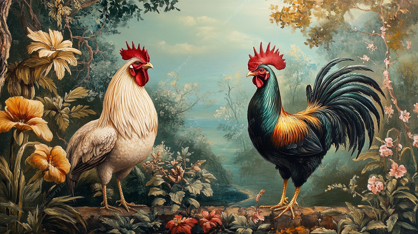 田园双雄 美丽公鸡的邂逅