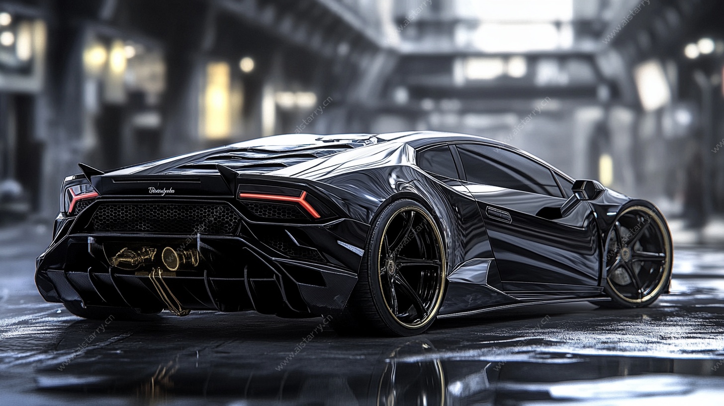 黑色炫酷超跑夜景特写