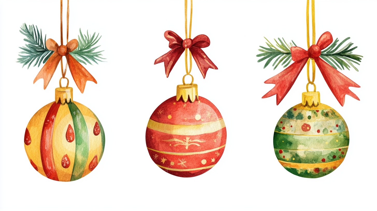 水彩风圣诞装饰球挂件