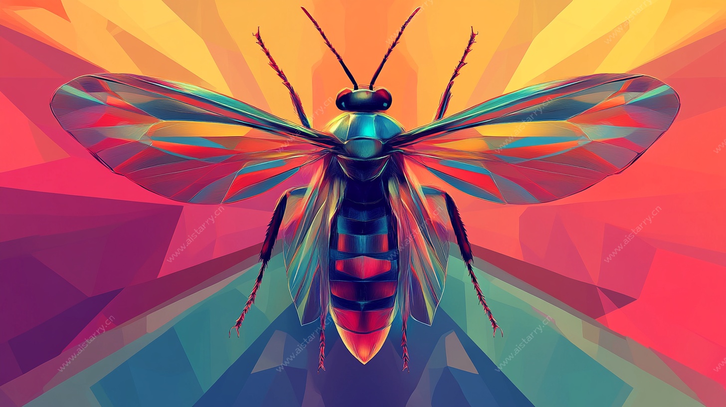 多彩几何风昆虫插画