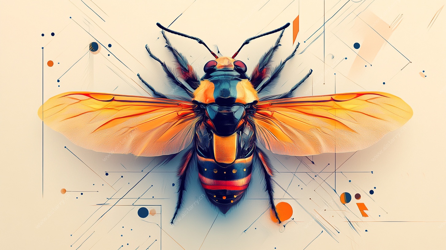 科技风蜜蜂插画作品