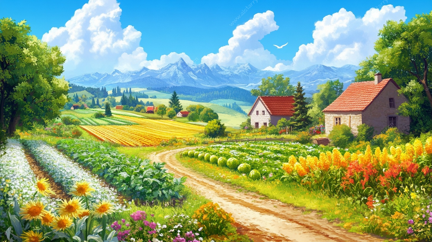 田园风光的美丽乡村图景