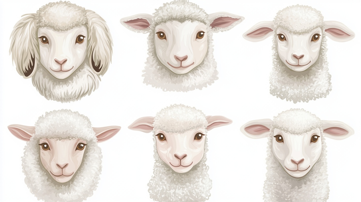 六款可爱绵羊头像插画