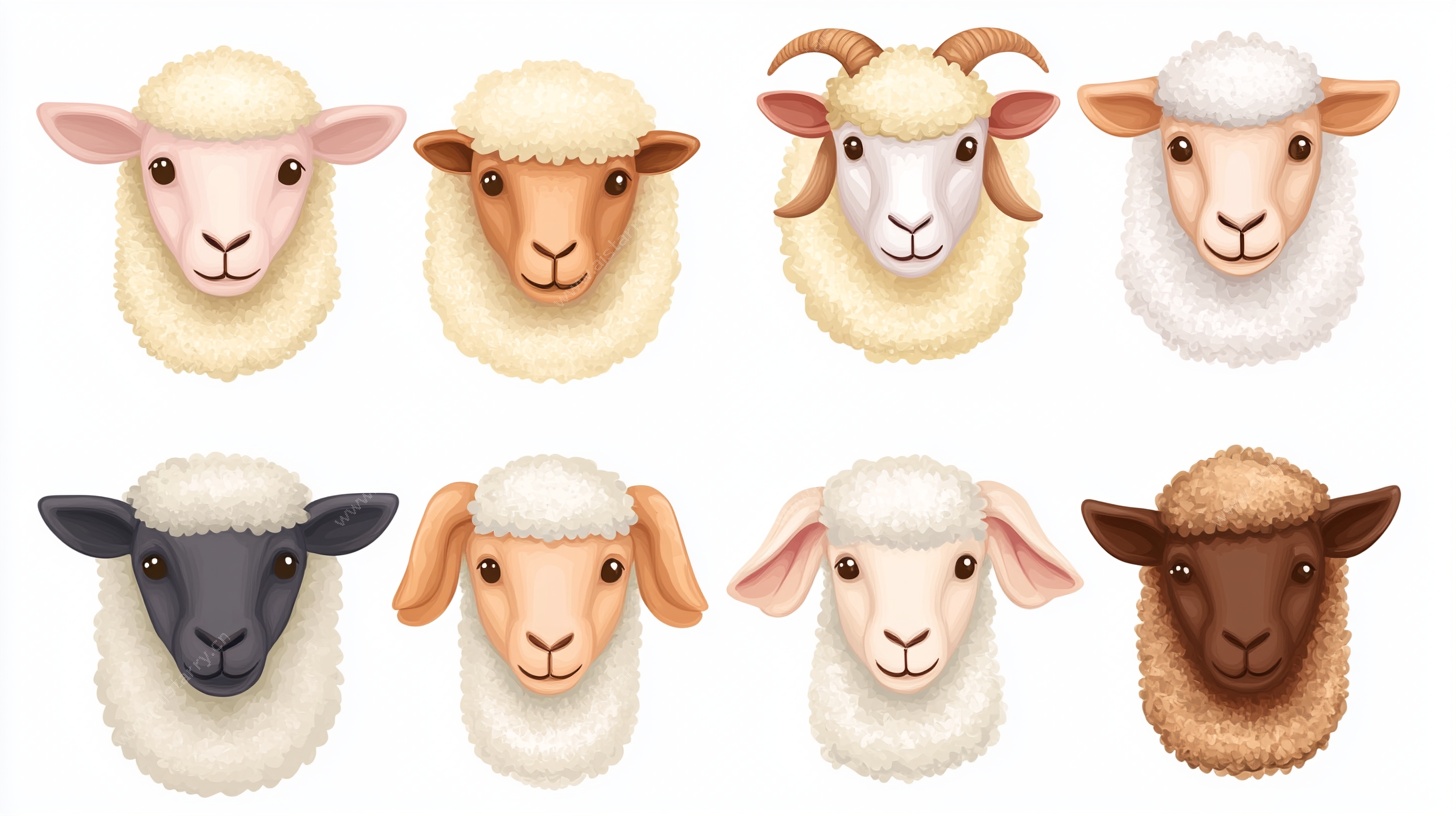 可爱绵羊头像插画集合