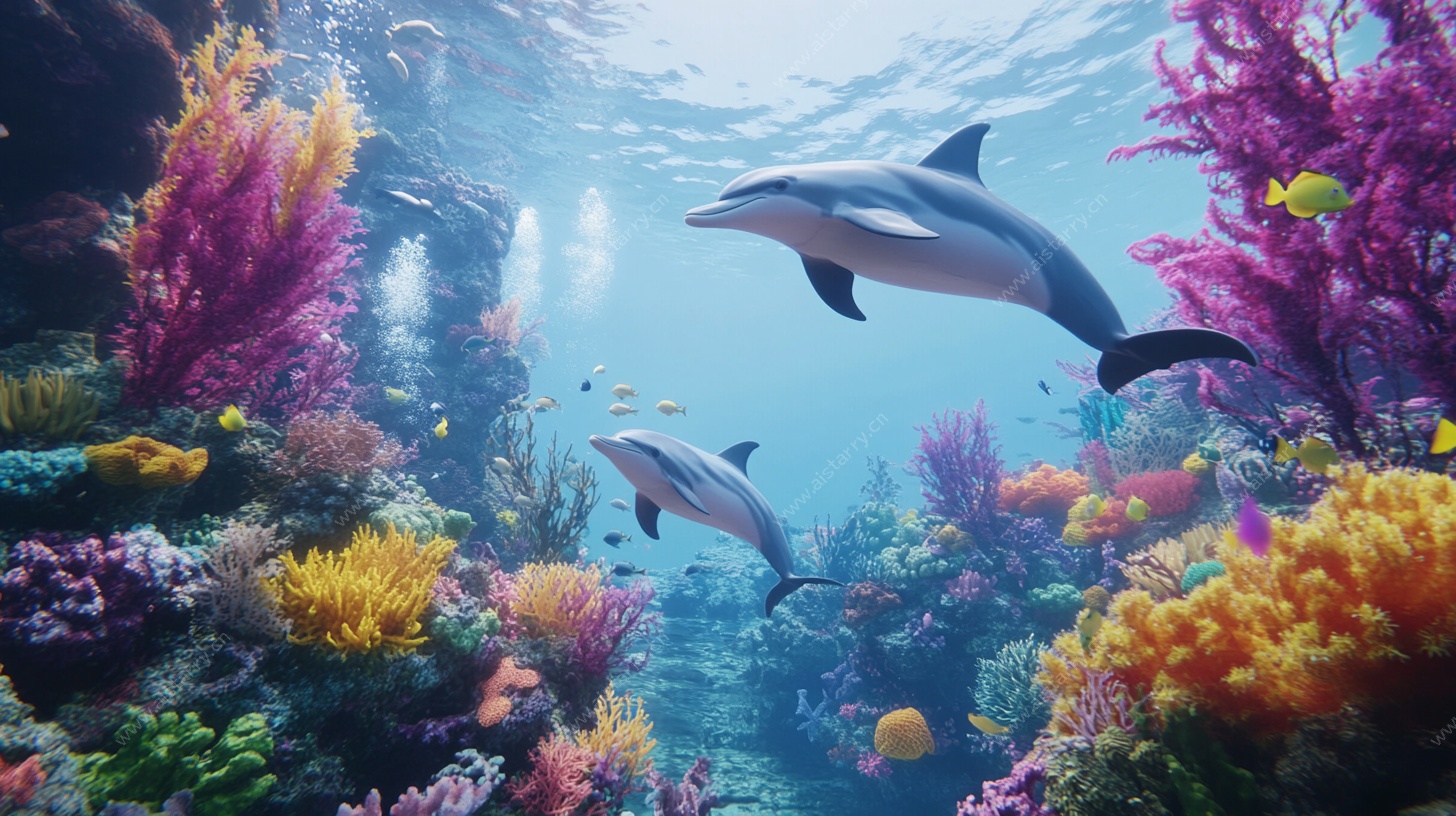 梦幻海底海豚共舞场景