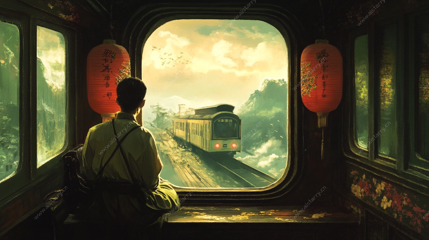 火车窗边的旅人
