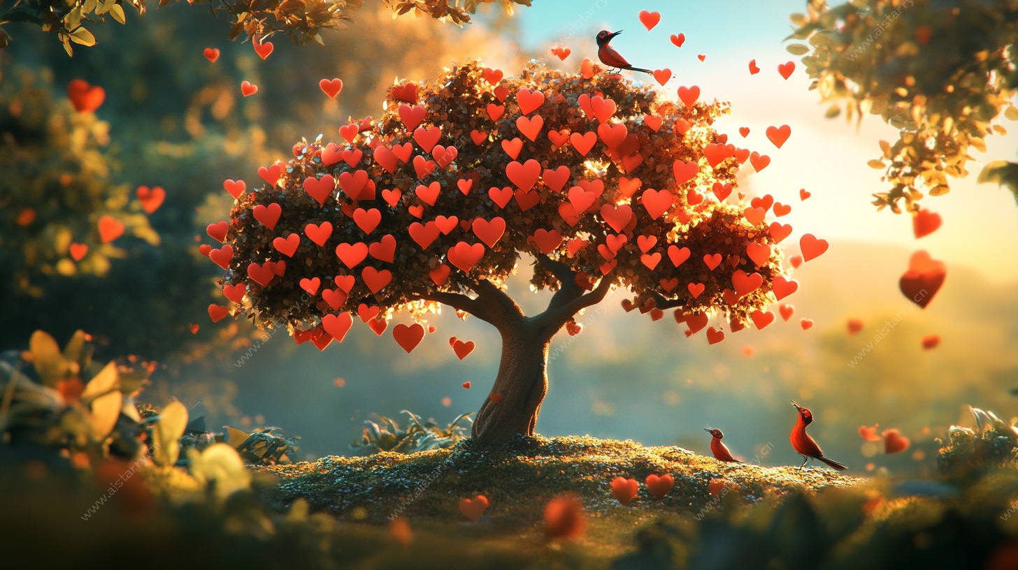 爱心之树的浪漫景致