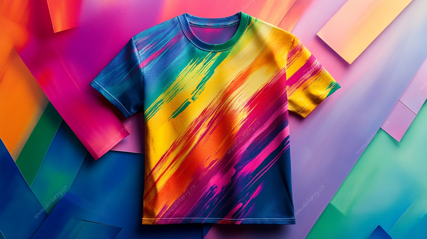 彩色条纹时尚T恤展示