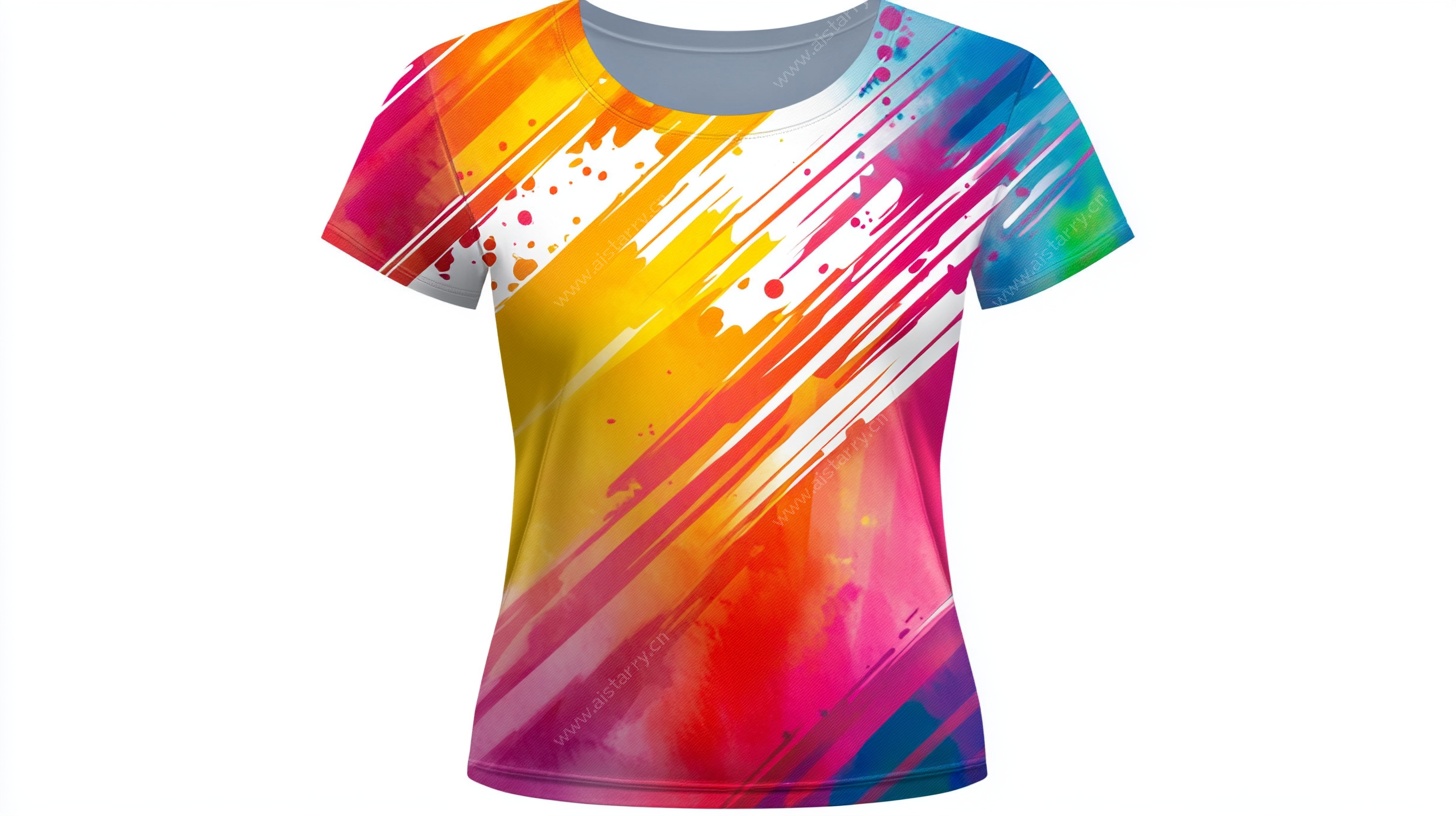 彩色泼墨风女士短袖T恤