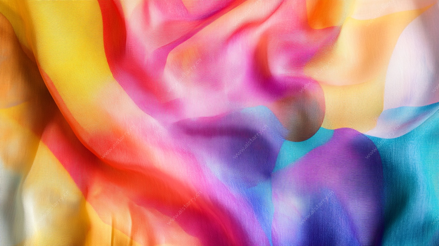 梦幻彩色丝绸纹理特写