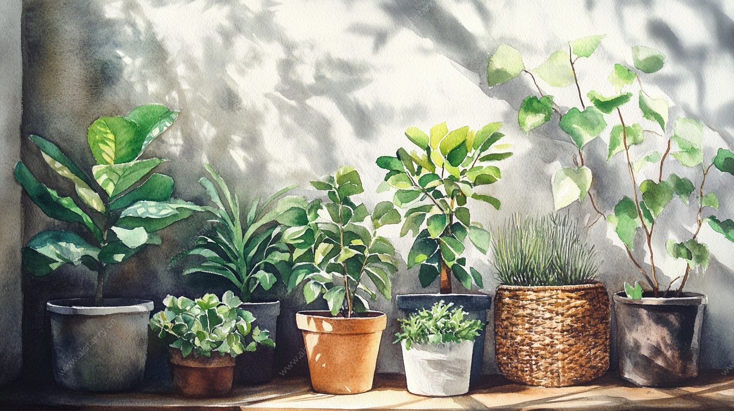 窗台上的绿植小景