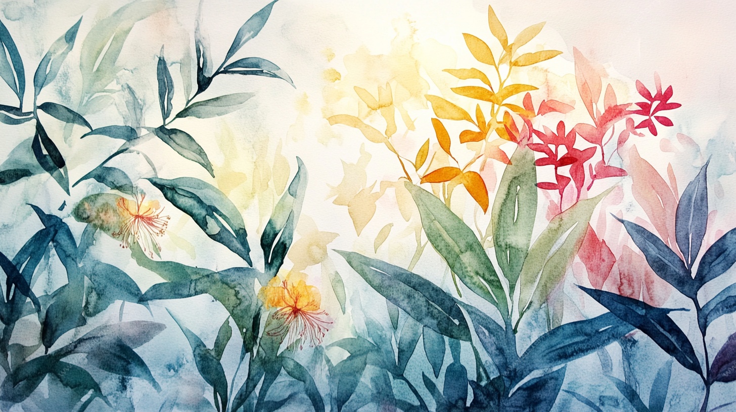 水彩花卉植物梦幻图景