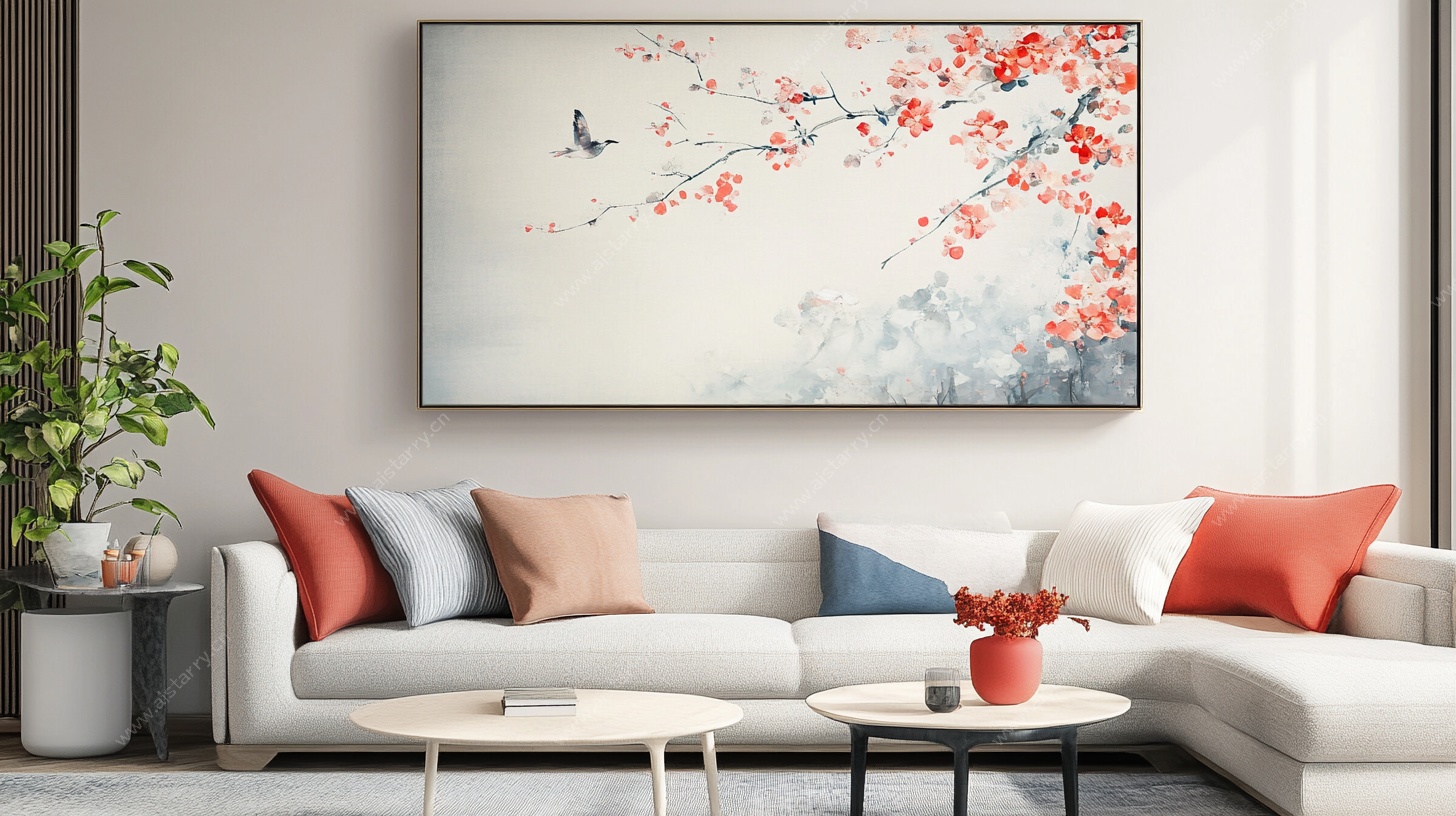 中式客厅的花鸟挂画装饰